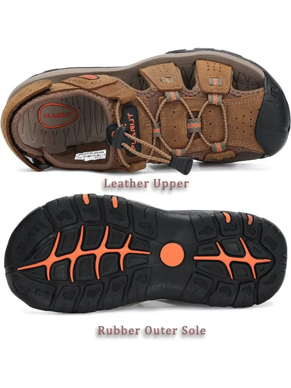 Men's Brown Closed Toe Leather Athletic Outdoor Hiking Sport Casual Sandal Shoes